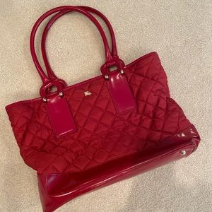 Authentic Burberry Grange red quilted tote bag